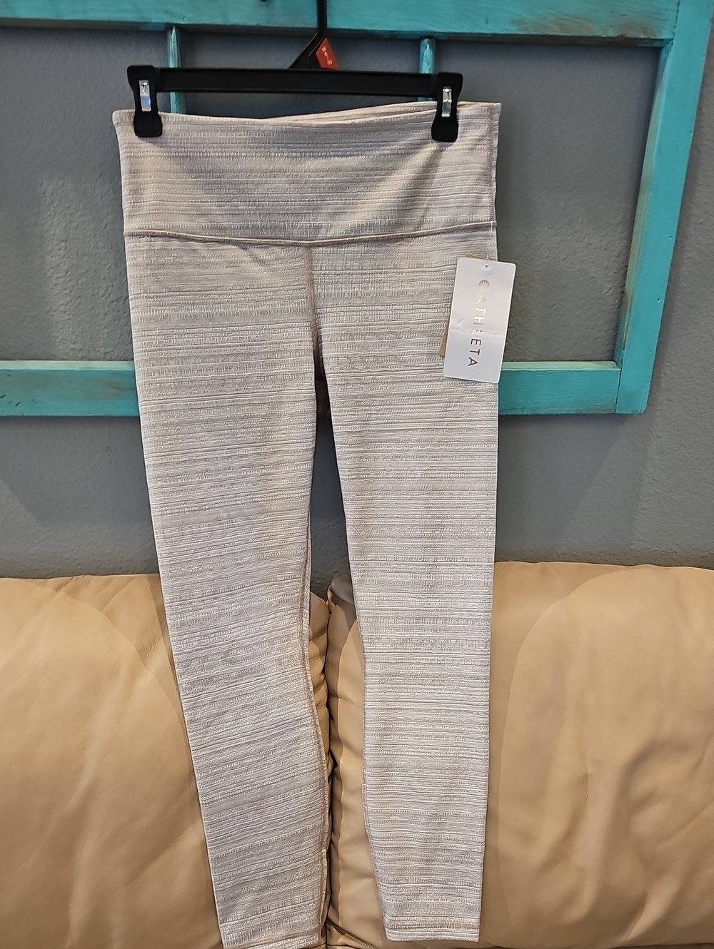 Athleta Girls' Cream Textured High-Waist Leggings